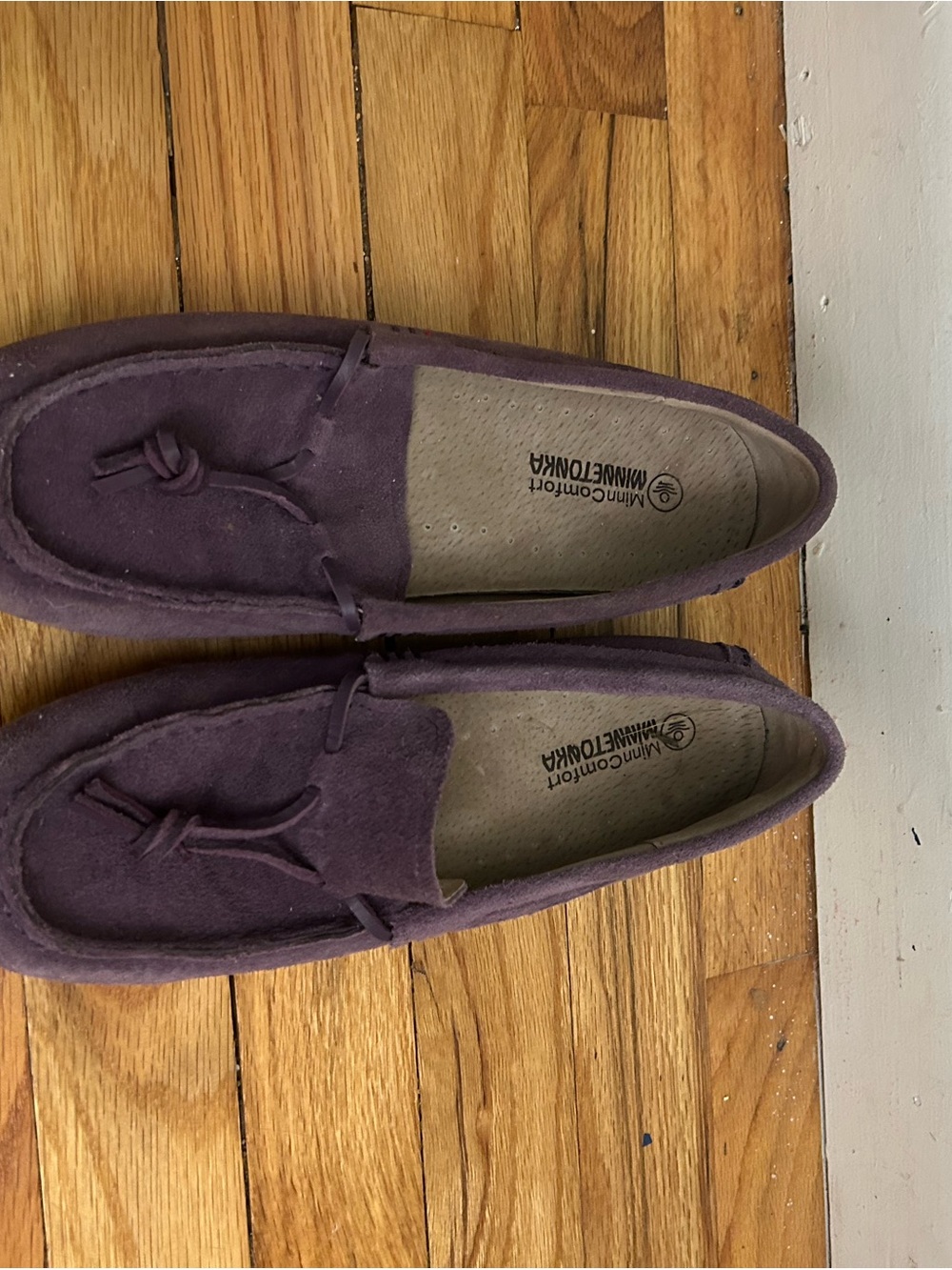 Minnetonka women’s Plum Suede Slip-On Moccasins